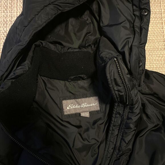 Eddie Bauer Womens Size XXL Black Down Puffer Parka Winter Jacket Coat Diamond - Picture 3 of 6
